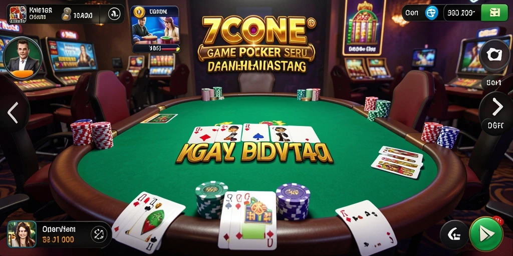 Tampilan gameplay poker yang seru dan menarik di 7CONE.