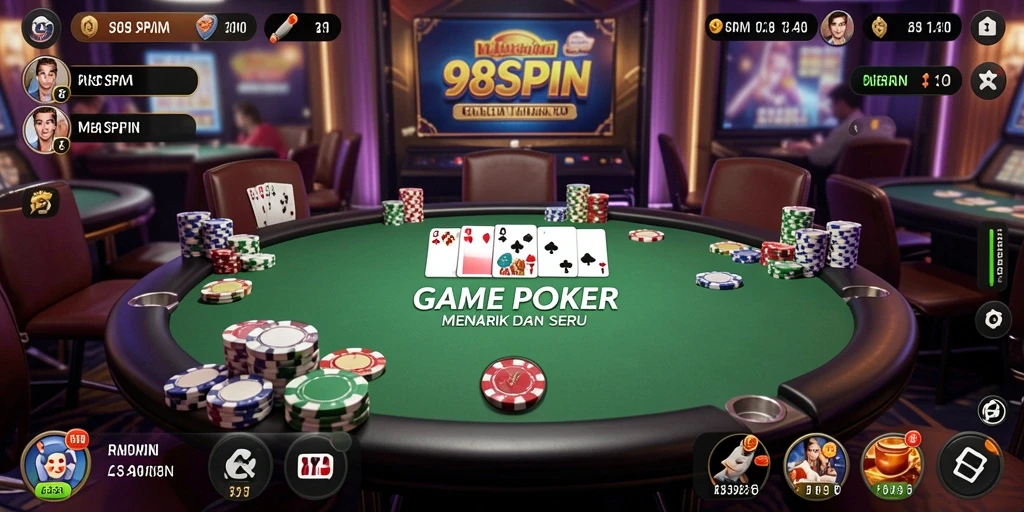 Tampilan menarik dari gameplay Poker di 98SPIN.