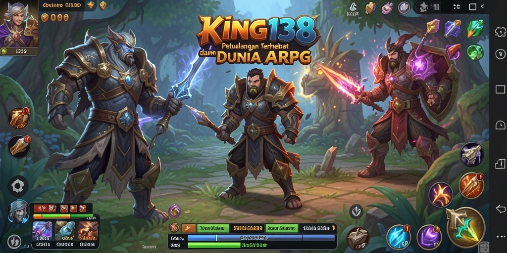Screenshot gameplay KING138 menampilkan pertarungan epik di dunia ARPG.