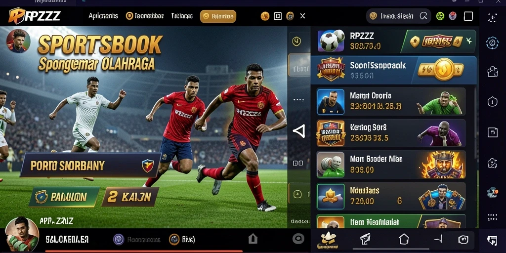 Tampilan menarik dari gameplay Sportsbook RPZZZ.