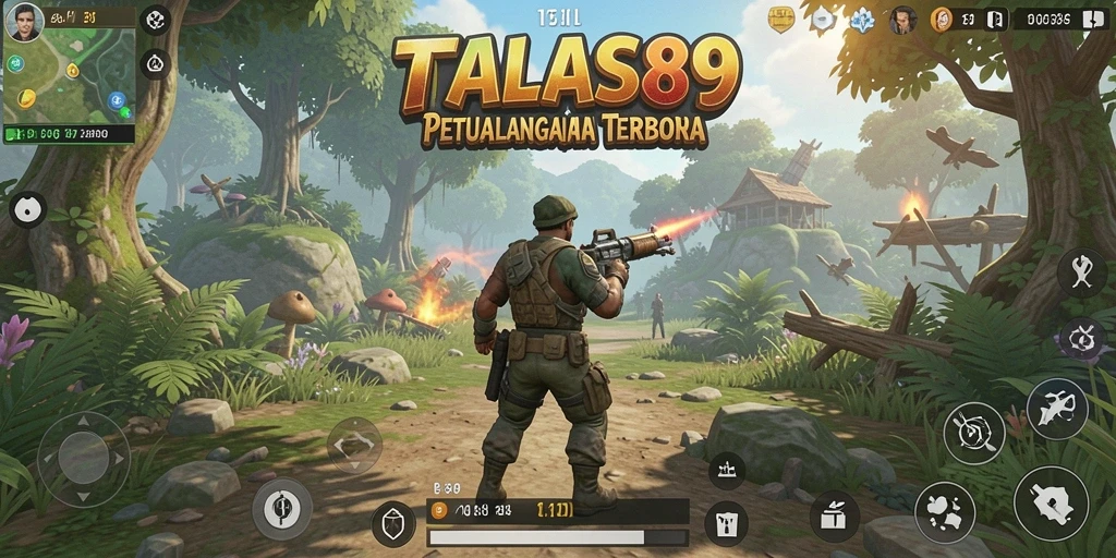 Screenshot utama dari gameplay Open World TALAS89 yang menampilkan kebebasan eksplorasi.