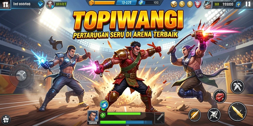 Gameplay intens dengan aksi pertarungan seru di arena.