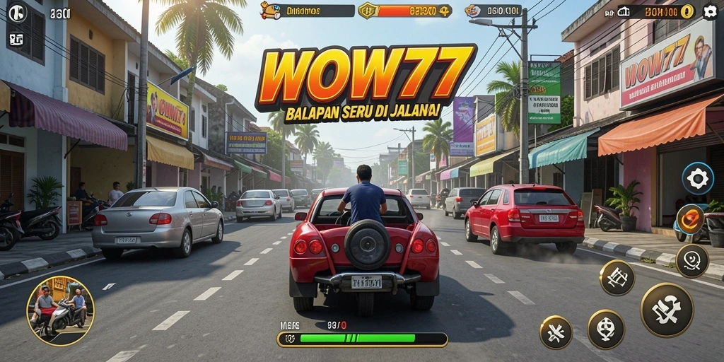 Tangkapan layar WOW77 menampilkan aksi balapan yang seru dan realistis.