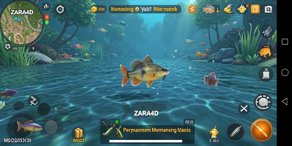 Gambaran gameplay ZARA4D yang menakjubkan saat memancing di laut.